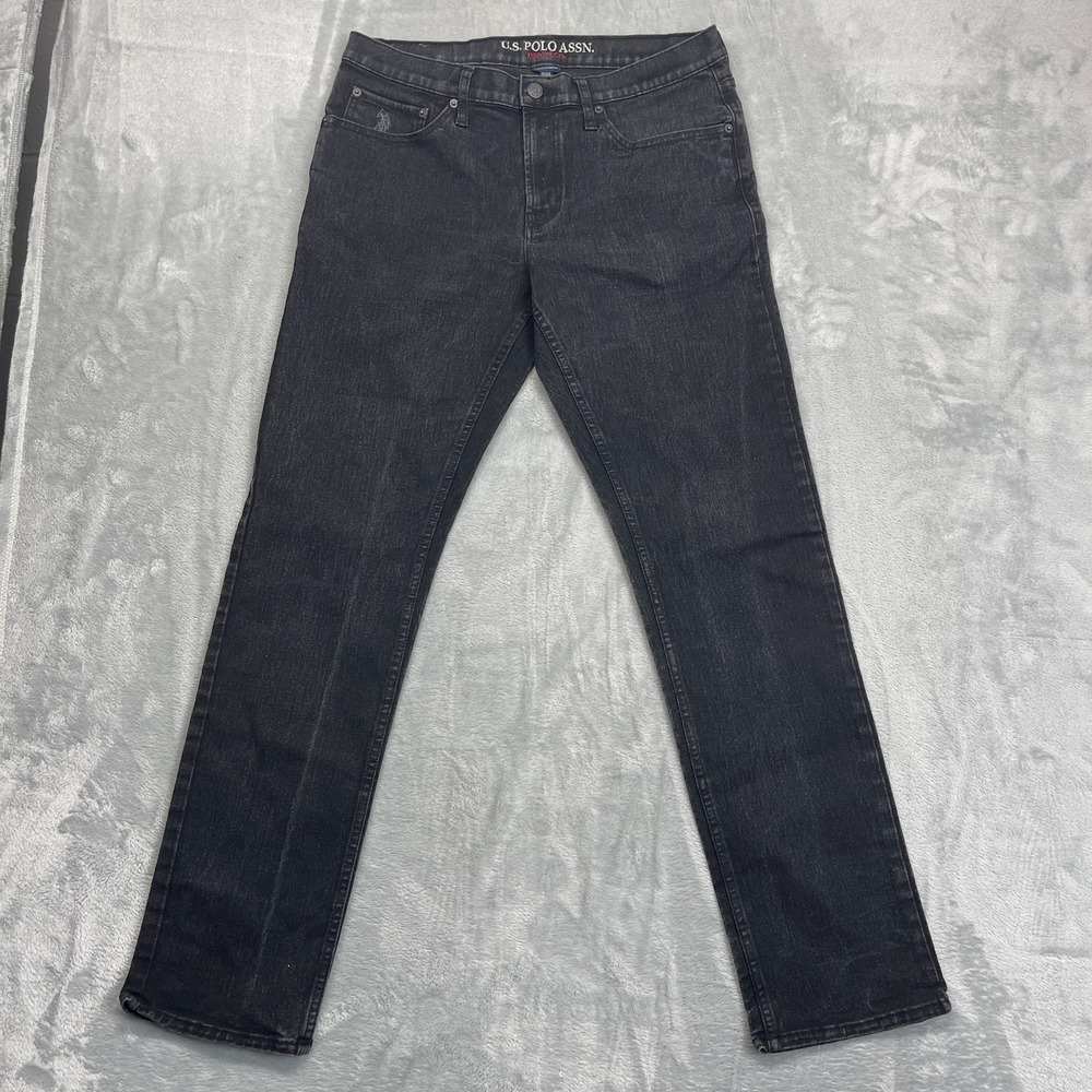 U.S. Polo Assn. Straight Jeans Mens 34x32 (33x31) Black Denim Stretch Dark Wash